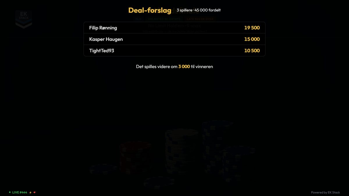 Deal-forslag på turneringsskjermen
